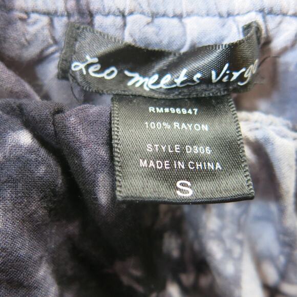 LEO MEETS VIRGO  Off Shoulder Maxi Dress Size S Tie Dye Blues Hippie Boho Casual - Picture 3 of 6